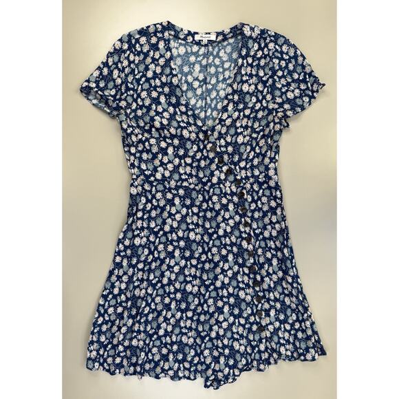 Madewell Floral Button Wrap Mini Dress Womans 10 French Blue Boho Cottagecore‎ - Picture 6 of 15